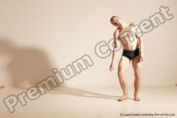 Underwear Gymnastic poses Man White Slim Bald Brown Dancing Dynamic poses Academic